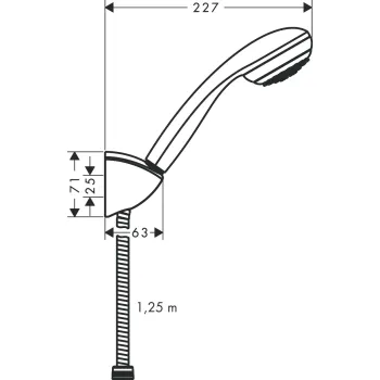 Dušas komplekts Hansgrohe Crometta 85 1jet C Set ar turētāju un dušas vadu 1250mm 27576000 hromēts
