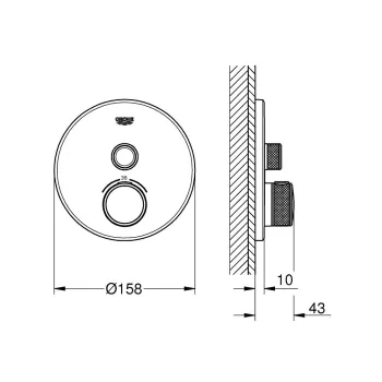 Vannas / Dušas maisītājs Grohe Grohtherm SmartControl iebūvējams, Hard Graphite  29118A00
