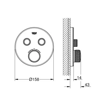 Vannas / Dušas maisītājs Grohe Grohtherm SmartControl iebūvējams 2 izvadi, moon white  29151LS0