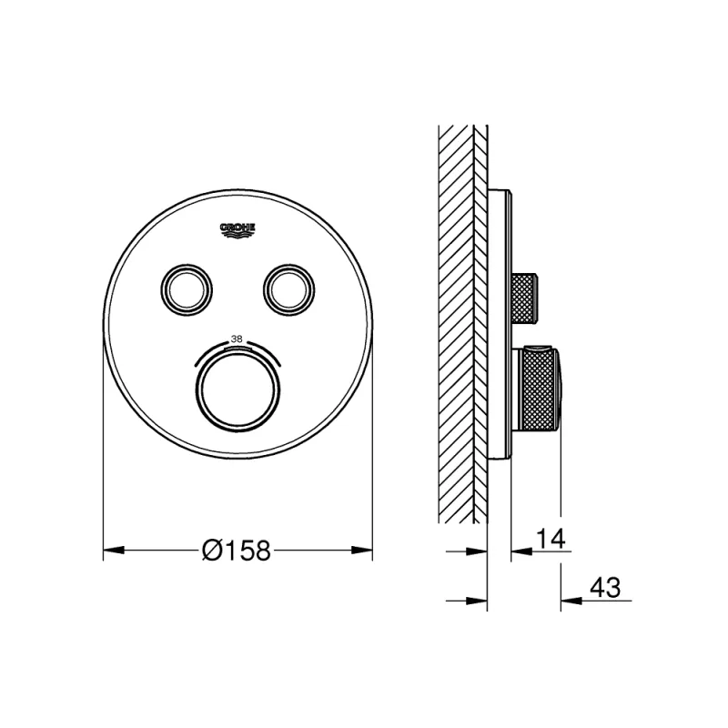 Vannas / Dušas maisītājs Grohe Grohtherm SmartControl iebūvējams 2 izvadi, moon white  29151LS0