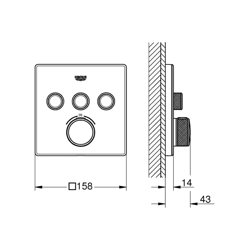Vannas / Dušas maisītājs Grohe Grohtherm SmartControl iebūvējams 3 izvadi, moon white  29157LS0