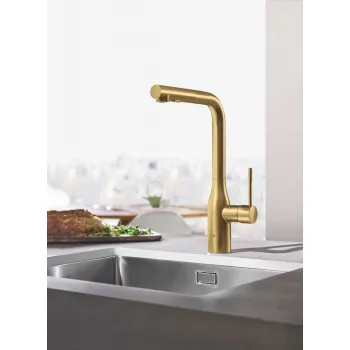 Virtuves maisītājs GROHE Essence izvelkamu galvu PVD apdare brushed cool sunrise 30270GN0