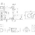 Tualetes poda komplekts Kielle Genesis piekaramais pods Oudee Rimless, rāmis ar Hromētu pogu Gemini II un SoftClose Vāku