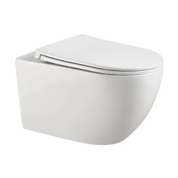 Tualetes poda komplekts Kielle Genesis piekaramais pods Gaia Rimless, rāmis ar Baltu pogu Gemini I un SoftClose Vāku