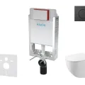 Tualetes poda komplekts Kielle Genesis piekaramais pods Gaia Rimless, rāmis ar Melnu pogu Gemini IV un SoftClose Vāku