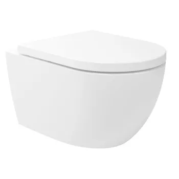 Tualetes poda komplekts Kielle Genesis piekaramais pods Oudee Rimless, rāmis ar Baltu pogu Gemini I un SoftClose Vāku