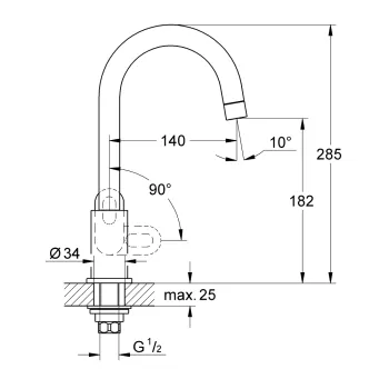 Virtuves maisītājs Grohe BauLoop Hromēts 31222000