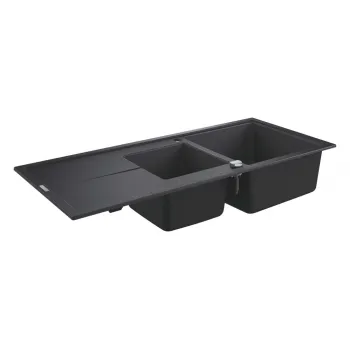 Virtuves izlietne Grohe K400 Granīta ar automātisko noteci, 116x50cm, Whisper izolācija Melna 31643AP0
