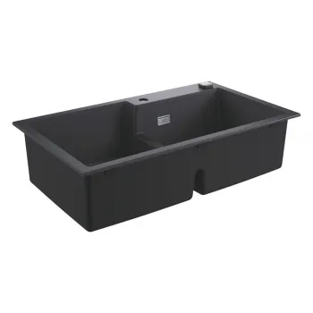 Virtuves izlietne Grohe K400 Granīta ar automātisko noteci, dubulta 86x50cm, Whisper izolācija Melna 31649AP0