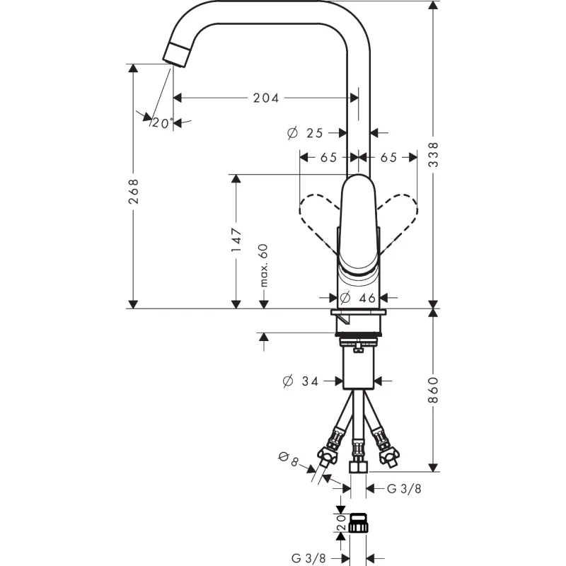 Virtuves maisītājs Hansgrohe Focus M41 260 1j 31822000 Hromēts