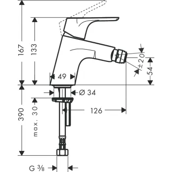 Bide maisītājs Hansgrohe Focus Push-Open hromēts 31922000