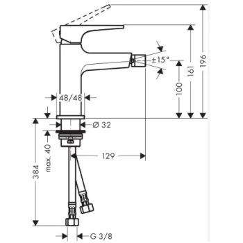 Bide maisītājs Hansgrohe Metropol Zh.Push hromēts 32520000