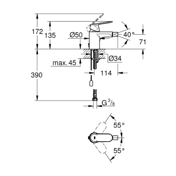 Bide maisītājs Grohe Eurosmart Cosmopolitan, hromēts 32840000