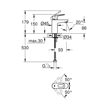 Vannas istabas Izlietnes maisītājs Grohe BauLoop, hromēts 32854000