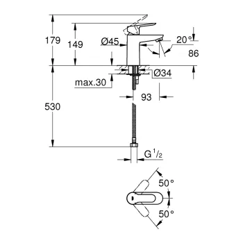 Vannas istabas Izlietnes maisītājs Grohe BauEdge S-Size hromēts 32858000