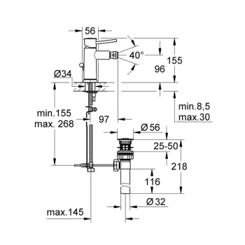 Bide maisītājs Grohe BauClassic Long-Life apdare Hromēts 32864000