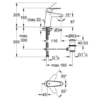 Vannas istabas izlietnes maisītājs GROHE Eurodisc Cosmopolitan M StarLight® apdare, Hromēts 3319020E