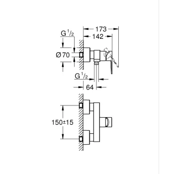 Dušas maisītājs Grohe Lineare ar dušas vadu un klausuli, Hard Graphite 33865AL1 Dušas maisītājs Grohe Lineare ar dušas vadu un klausuli, Hard Graphite 33865AL1
