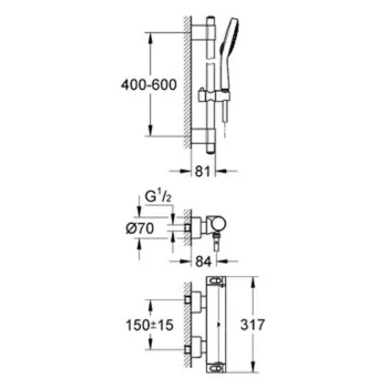Dušas Sistēma GROHE Grohtherm 200 ar termostatu, EcoJoy tehnoloģij,  Hromēts 34281001 Dušas Sistēma GROHE Grohtherm 200 ar termostatu, EcoJoy tehnoloģij,  Hromēts 34281001