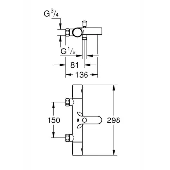 Vannas / Dušas maisītājs GROHE Grohtherm 800 Cosmopolitan ar termostatu StarLight apdare hromēts 29508KF0