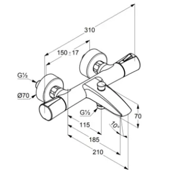 Vannas / Dušas maisītājs Kludi Zenta SL ar termostatu, hromēts 351010538