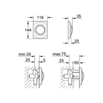 Poga iebūvējamam rāmim Grohe Surf Balta 37018SH0 Poga iebūvējamam rāmim Grohe Surf Balta 37018SH0