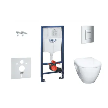 Tualetes poda komplekts Grohe Solido rāmis ar podu Bau Ceramic, Hromēta Skate Cosmopolitan poga un Soft Close vāku