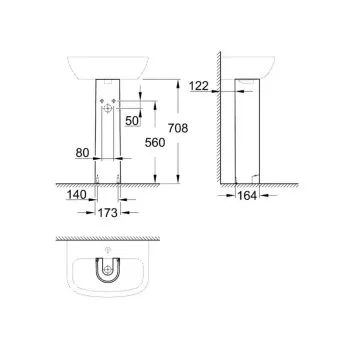 Izlietnes kāja GROHE Bau Ceramic Balta 39425000