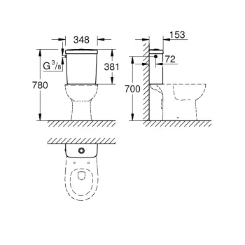 Skalojamā kaste podam Grohe Bau Ceramic balta 39437000