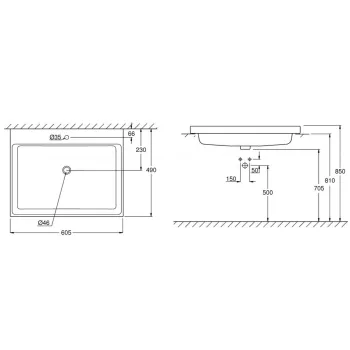 Vannas istabas izlietne Grohe Cube 61x49 cm, ar PureGuard apdari, Balta 3947900H