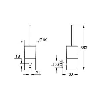 Tualetes birste Grohe Allure pie sienas Cool Sunrise 40340GL1
