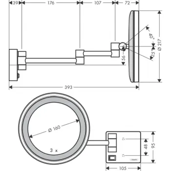 Kosmētikas spogulis Hansgrohe AddStoris ar LED apgaismojumu, matēti balts 41790700
