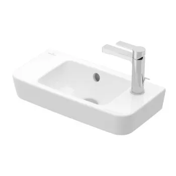 Vannas istabas izlietne Villeroy & Boch O.novo Compact 50x25cm, ar CeramicPlus apdari, Labā puse, Balta 4342R5R1