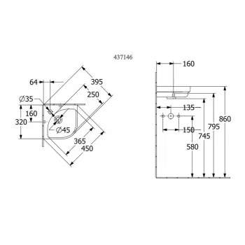 Vannas istabas izlietne Villeroy & Boch Subway 3.0 32x32, Stūra, Balta 43714601