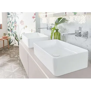 Vannas istabas izlietne Villeroy & Boch Collaro  2.0, 56x36cm, TitanCeram keramika ar CeramicPlus apdari, Uz virsmas, Akmens Balta 4A2056RW