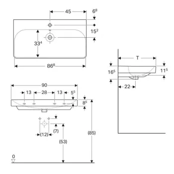 Vannas istabas izlietne Geberit Smyle Square 90x48cm Balta Vannas istabas izlietne Geberit Smyle Square 90x48cm Balta