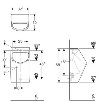 Pisuārs Geberit Smyle, aizmugures pievads, balts 500.254.01.1
