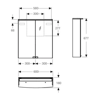 Spoguļskapītis Geberit Option 60x68x18cm ar Apgaismojumu Balts 500.273.00.1