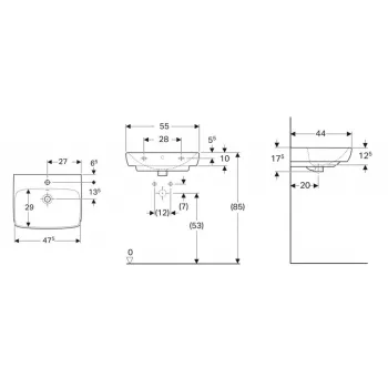 Vannas istabas izlietne Geberit Selnova Square 55x44cm Balta Vannas istabas izlietne Geberit Selnova Square 55x44cm Balta