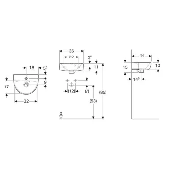 Vannas istabas izlietne Geberit Selnova 36x29cm Balta 500.320.01.7 Vannas istabas izlietne Geberit Selnova 36x29cm Balta 500.320.01.7