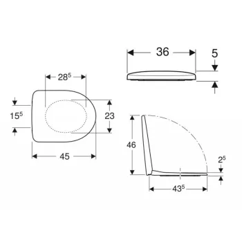 Poda vāks Geberit Selnova Square ar SoftClose, Balts 500.333.01.1