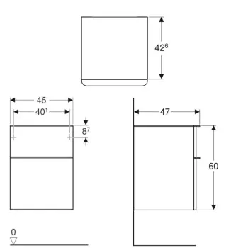 Vannas istabas sienas skapītis Geberit Smyle Square, 2 atvilknes, Balts 500.357.00.1