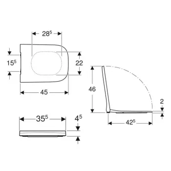 Poda vāks Geberit Smyle Square ar SoftClose, Balts 500.687.01.1