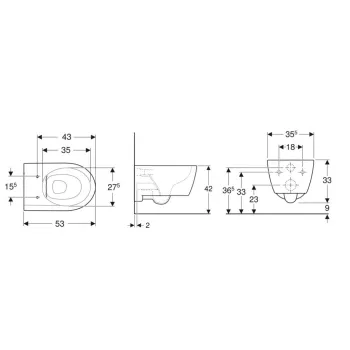 Piekaramais pods Geberit KeraTect Rimfree, Bez vāka Balts 501.661.00.8
