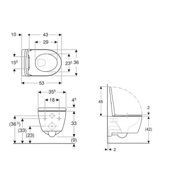 Piekaramais pods Geberit iCon Rimfree, ar SoftClose Vāku Matēts Balts 501.663.JT.1