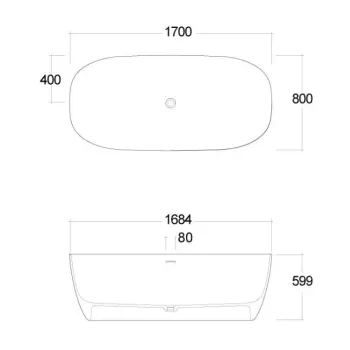 Brīvi stāvošā vanna Kludi Resa akmens masa 170x80cm, matēta balta 53BF0153