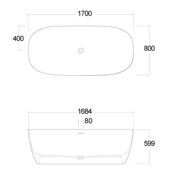 Brīvi stāvošā vanna Kludi Resa akmens masa 170x80cm, matēta smilšu pelēka 53BF02O2
