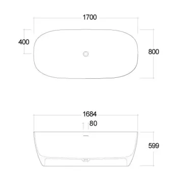 Brīvi stāvošā vanna Kludi Resa akmens masa 170x80 cm, matēta melna 53BF0339