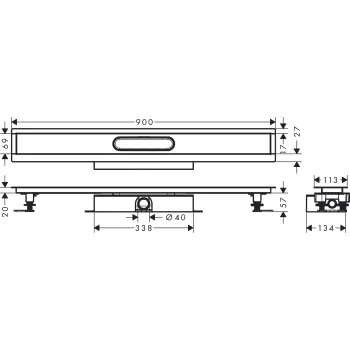 Dušas kanāls Hansgrohe uBox universal CS 900mm H=57mm 56019180