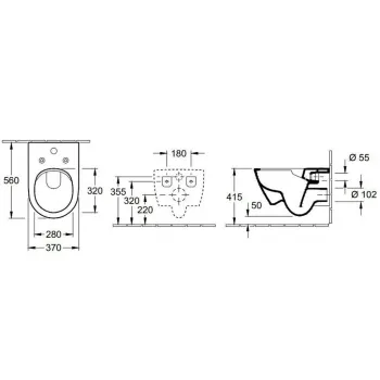 Piekaramais pods Villeroy & Boch Subway 2.0 AntiBac ar CeramicPlus Rimless bez vāka balts 5614A1T2